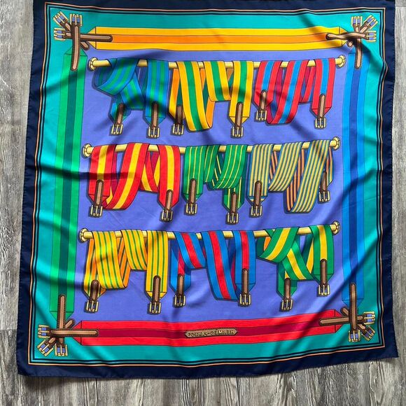 Hermes Les Sangles Motif Printed Silk Scarf - Picture 2 of 7